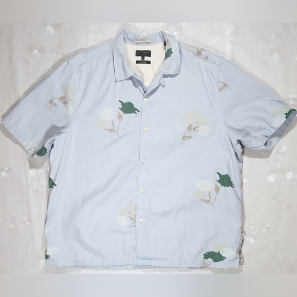 TED BAKER Size XL Purple Print Cotton Button Up Long Sleeve Shirt main image 0